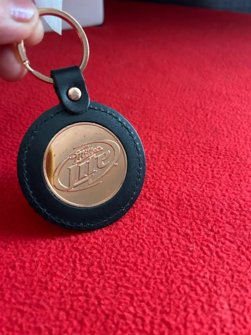 Harley-Davidson Black Leather Keychain with Gold Medallion unisex
